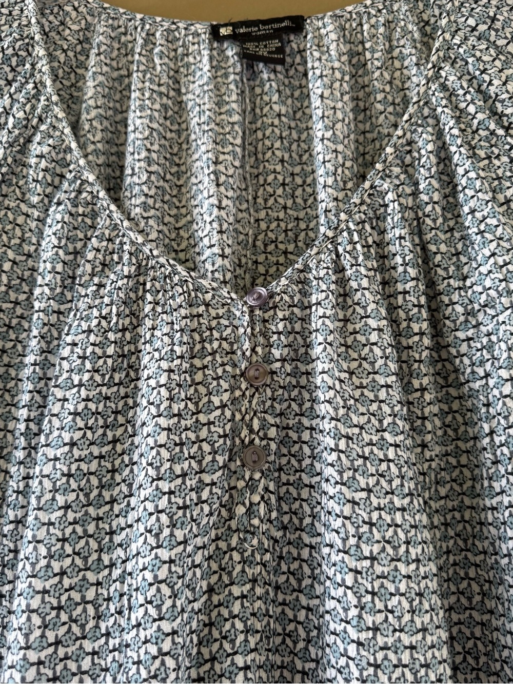Valerie Bertinelli Blouse V-Neck 3/4 Sleeve Printed Cotton Tunic Size 2X - Picture 7 of 10